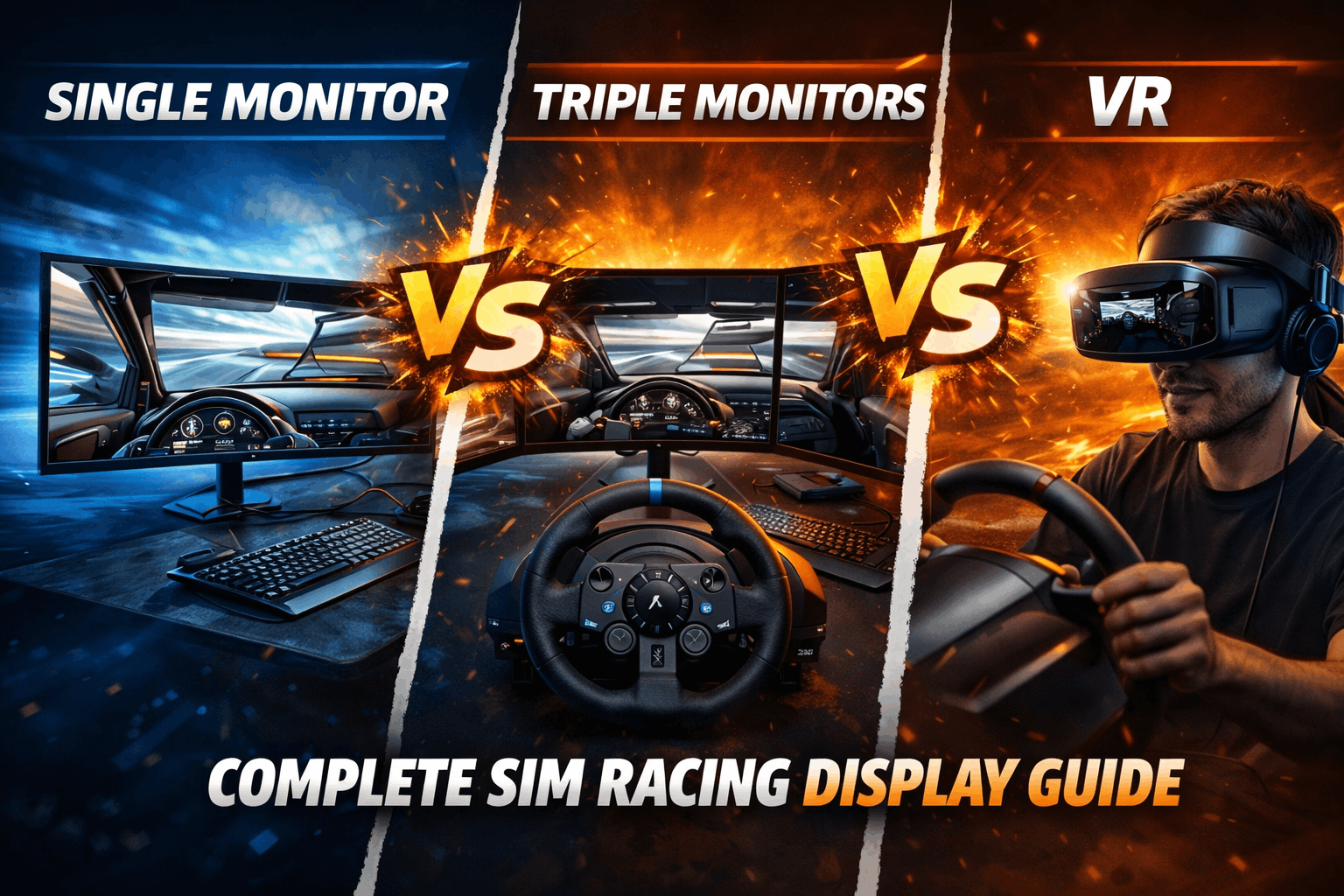 Single Monitor vs Triple Monitors vs VR: Complete Sim Racing Display Guide 2026